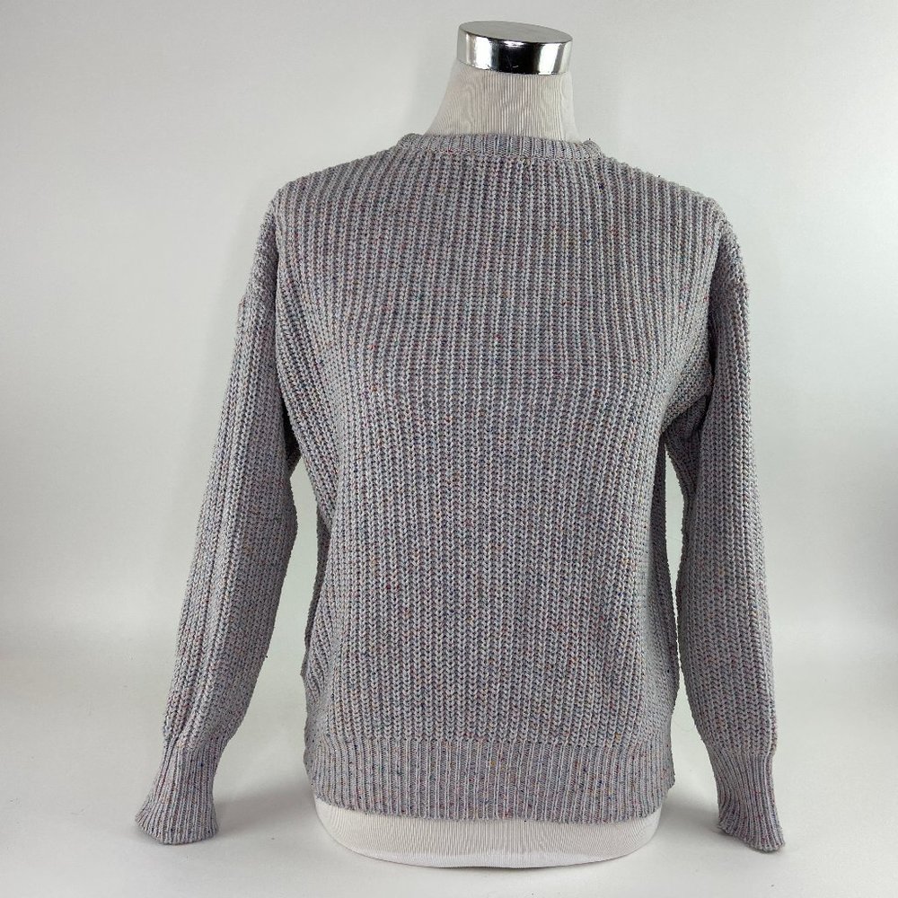 Gray Knit Sweater Multicolor Medium Weight